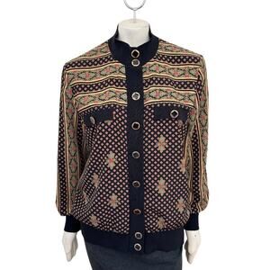 VTG ANDRE NICOLE Button Front Boho Chic Art to Wear Lightweight Jacket SZ 14